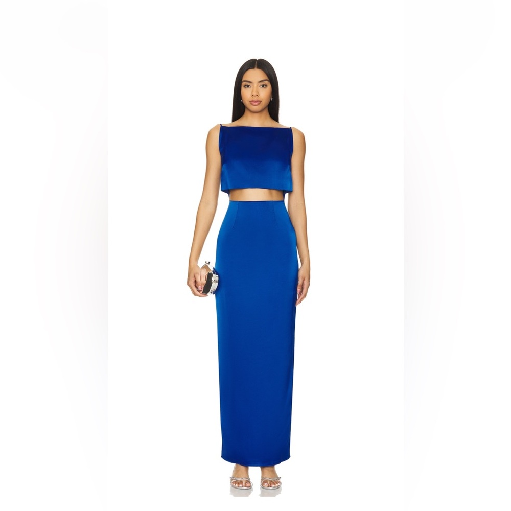 Rumer Oracle Boatneck Gown - Blue, S